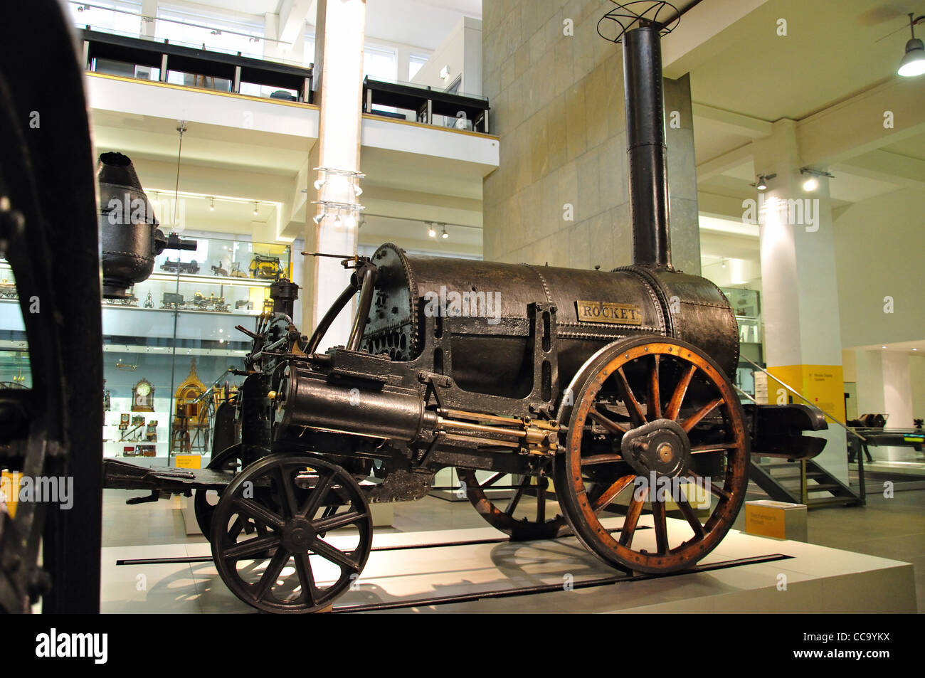 Stephenson's Rocket Locomotive (1829) at The Science Museum, Exhibition Road, Kensington, London, England, United Kingdom Stock Photo