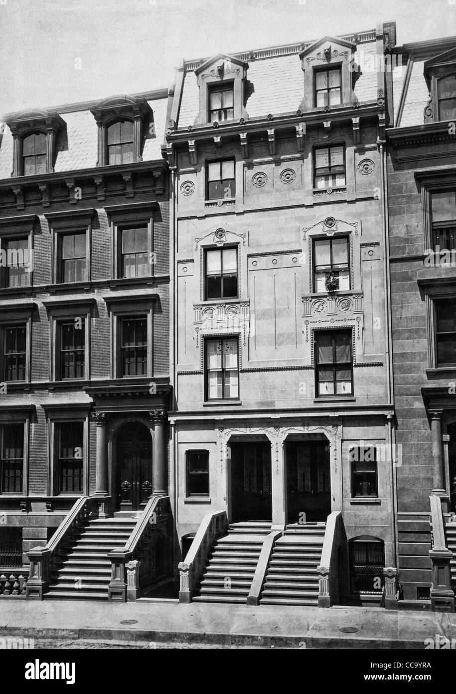 J.Q.A. Ward houses, 7 and 9 West 49th Street, New York City, circa 1875 Stock Photo