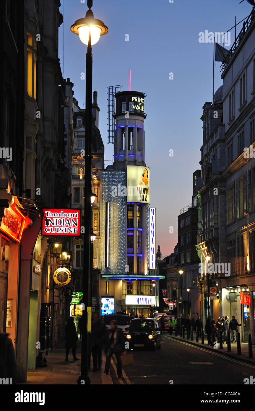 Prince of Wales Theatre at dusk, Rupert Street, West End, City of Westminster, London, Greater London, England, United Kingdom Stock Photo