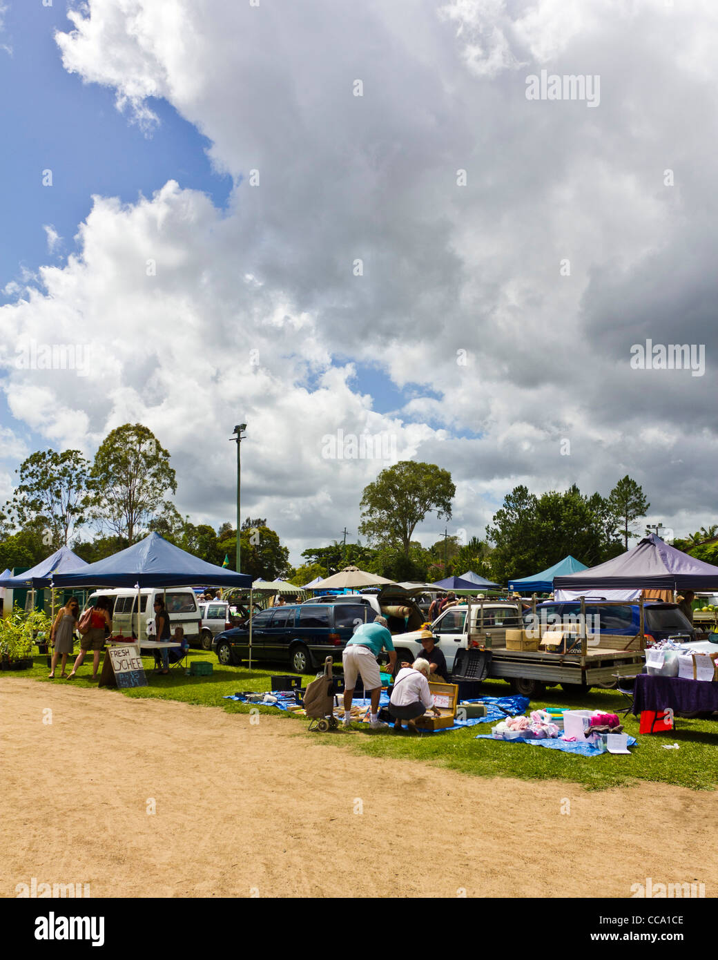 Country produce market at Yandina, Sunshine Coast, Queensland, Australia Stock Photo