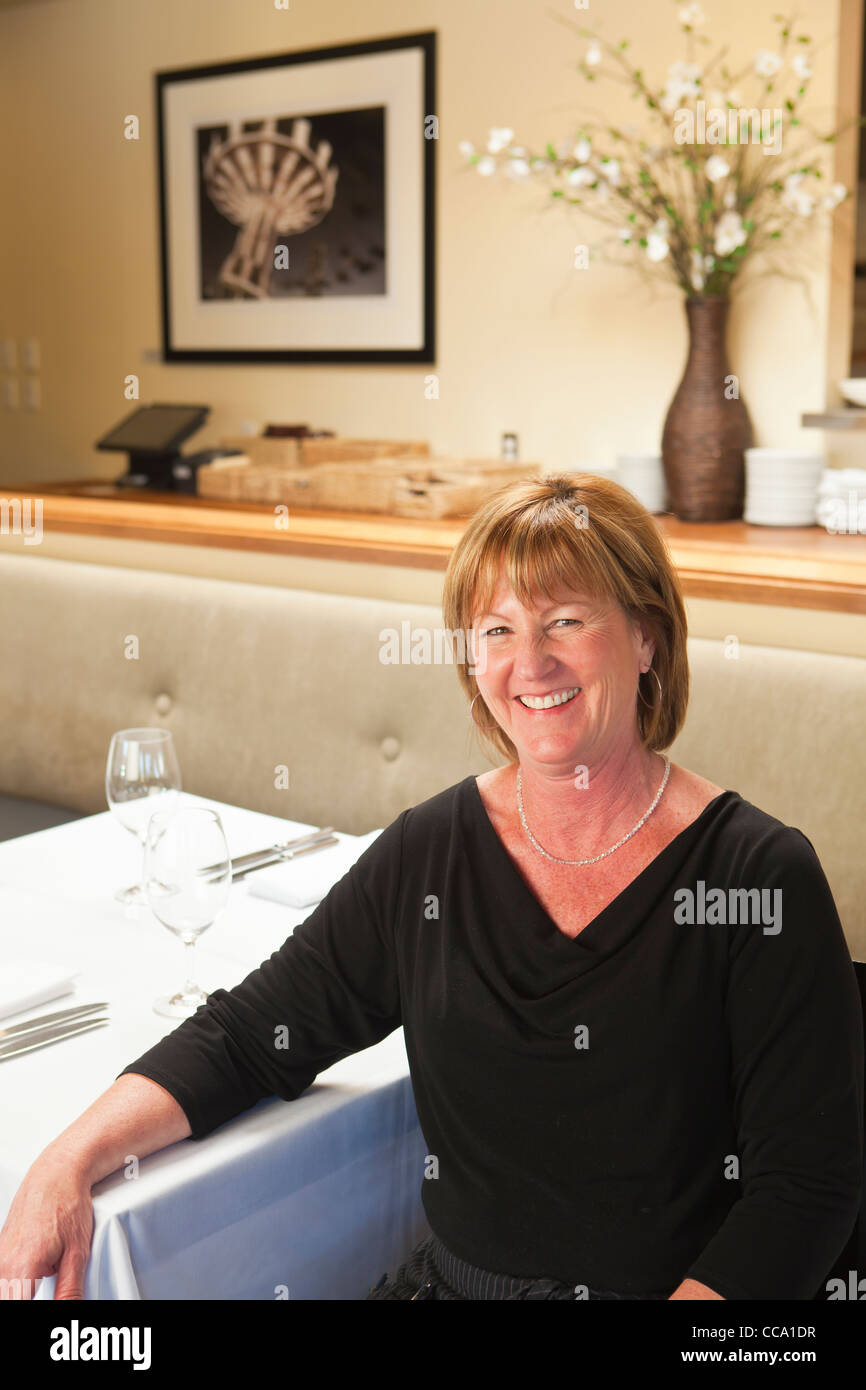 Portrait of woman, Artisan Restaurant, Paso Robles, California, United States of America Stock Photo