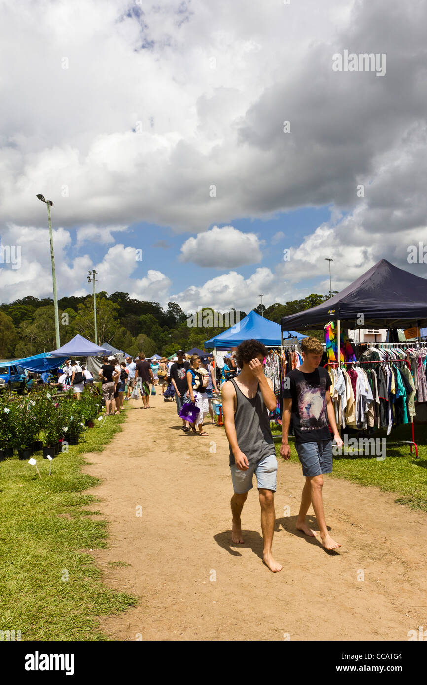 Country produce market at Yandina, Sunshine Coast, Queensland, Australia Stock Photo