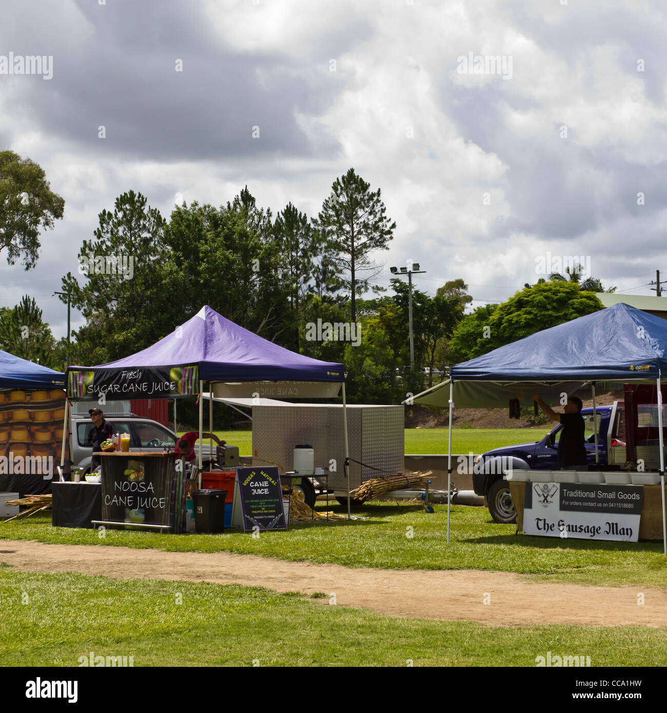 Stalls at country produce market at Yandina, Sunshine Coast, Queensland, Australia Stock Photo