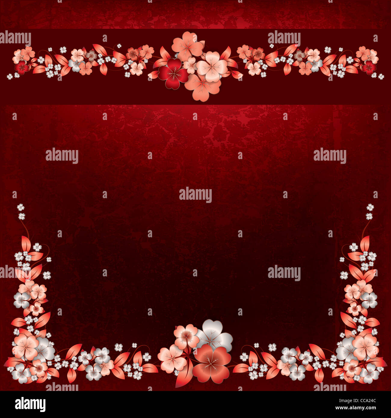Spring Background Red Grey abstract grunge red background with spring flowers Stock Photo - Alamy