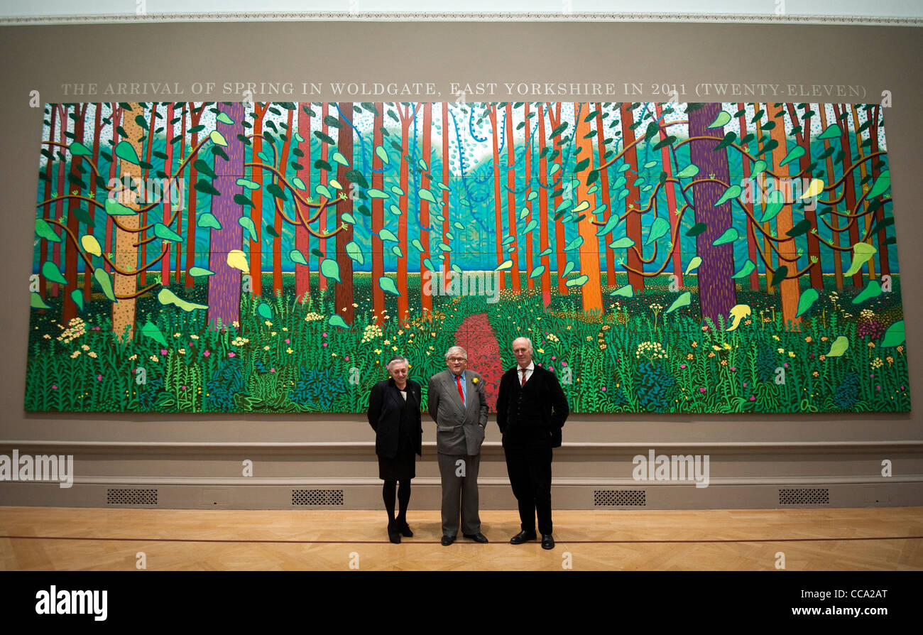 David Hockney at his news exhibition at the Royal Academy Stock Photo