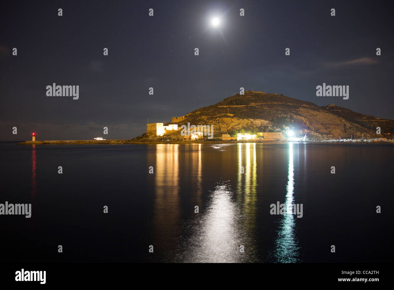 Night scenery of the sea Stock Photo - Alamy