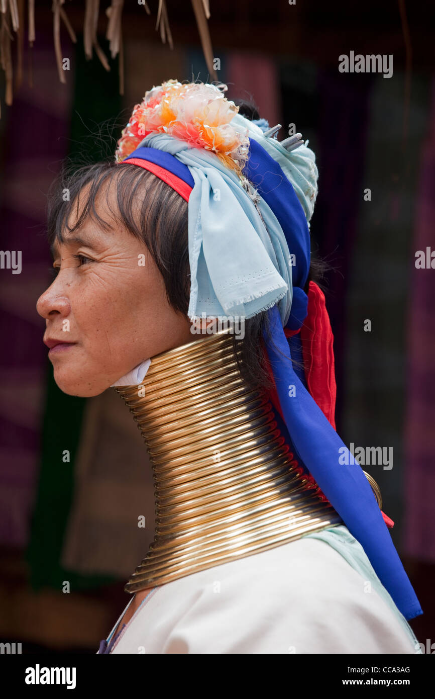A young women of the Long-neck women Padaung Tribe Stock Photo