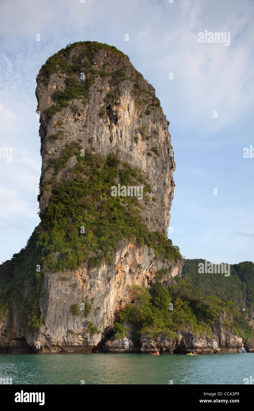 Rocky limestone outcrops at Railay Ao Phranang Thailand Stock Photo