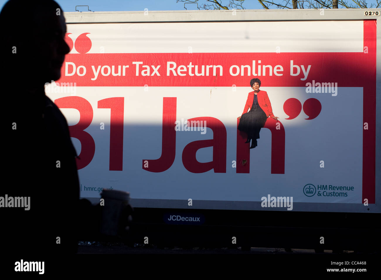 do your Tax return online by 31 Jan poster billboard HM Revenue and customs Stock Photo