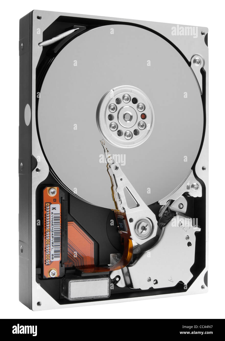 Computer hard disk drive on white background Stock Photo