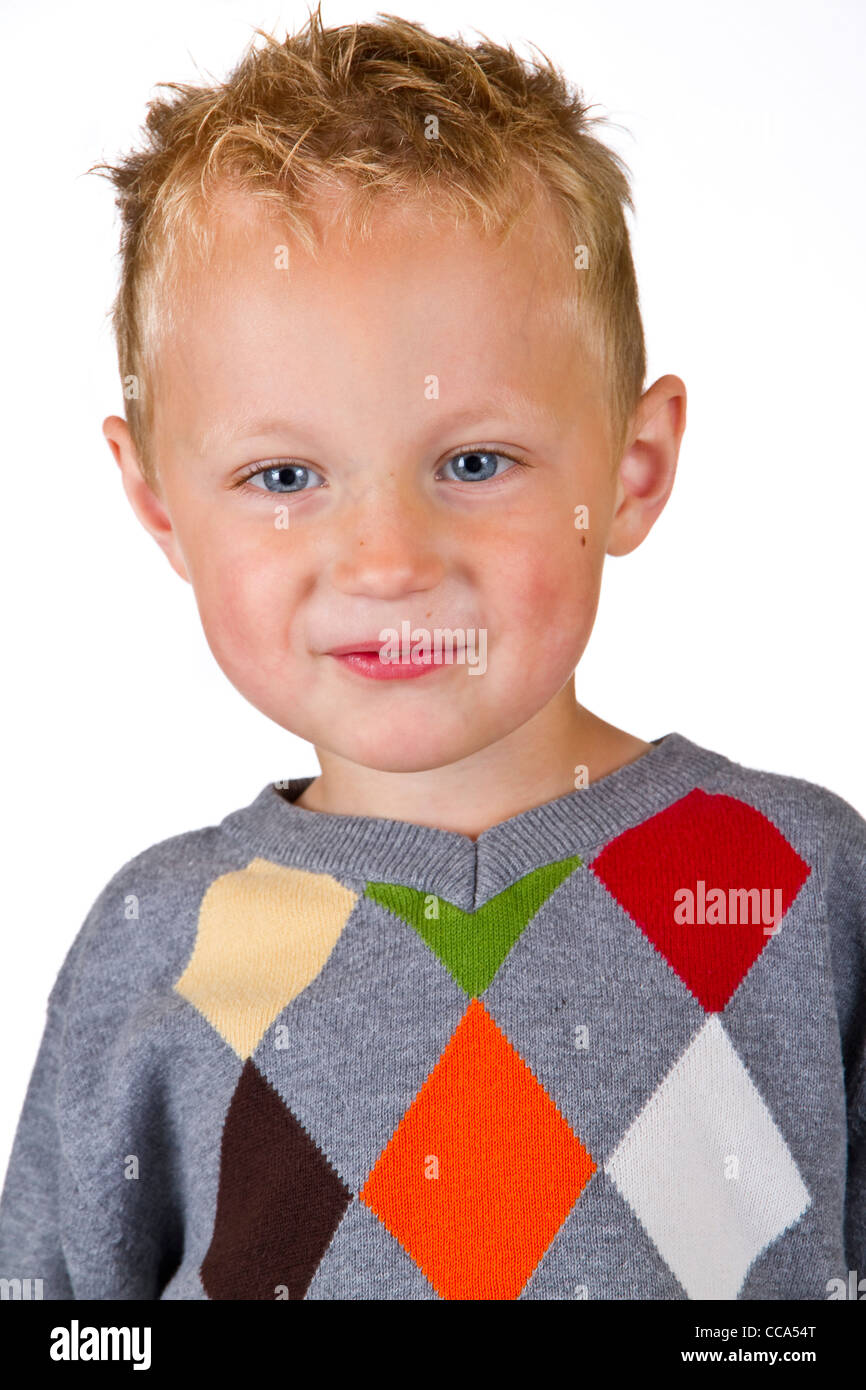 Portrait of a young boy - isolated over white background Stock Photo ...