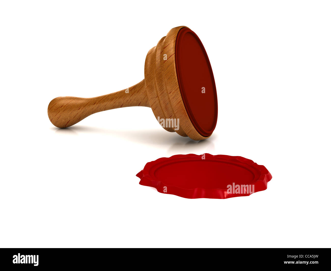 Red wax seal over white background. Computer generated image Stock