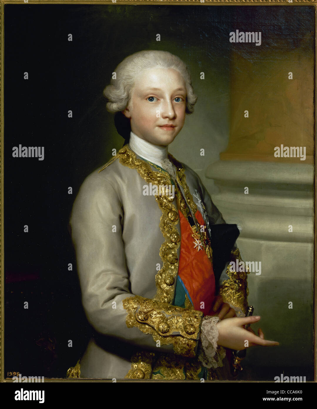 Infante Gabriel of Spain (1752-1788). Portrait by Anton Raphael Mengs. 1765-1767. Prado Museum. Madrid. Spain. Stock Photo