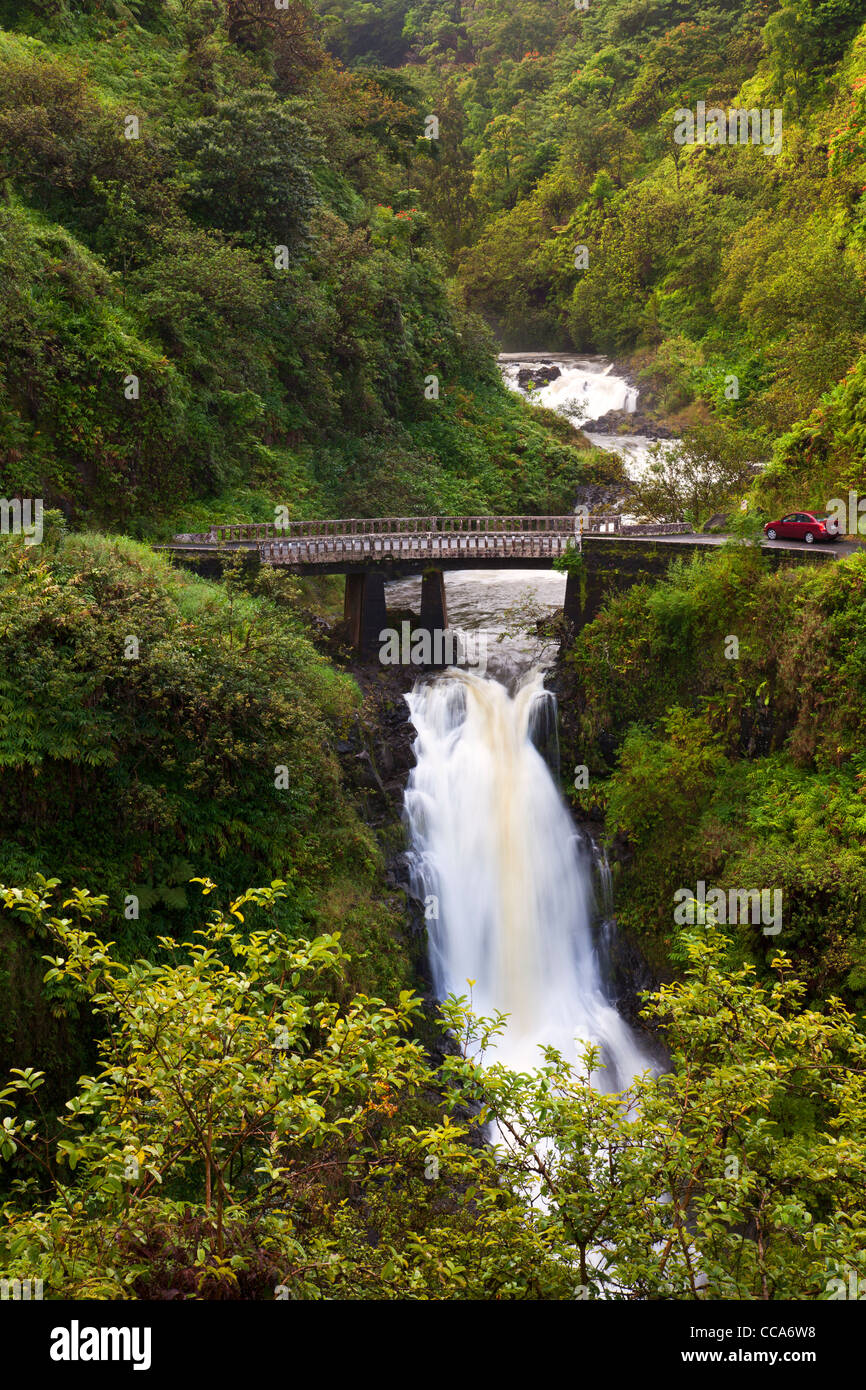 Waterfall Along The Hana Highway Near Hana Maui Hawaii Stock Photo Alamy