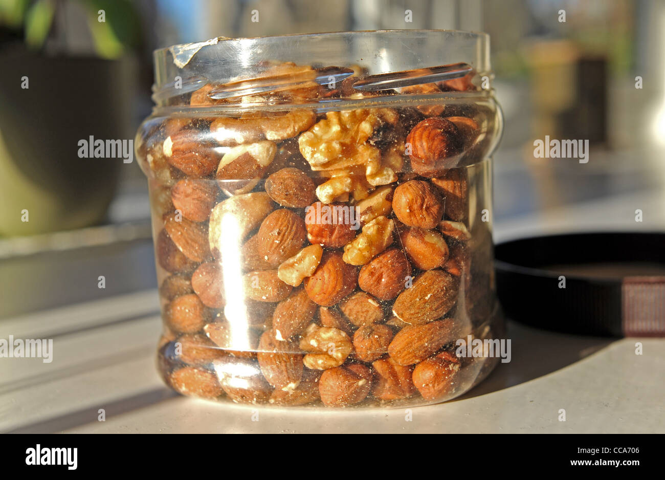 Healthy eating Mixed nuts including walnuts hazelnuts almonds and