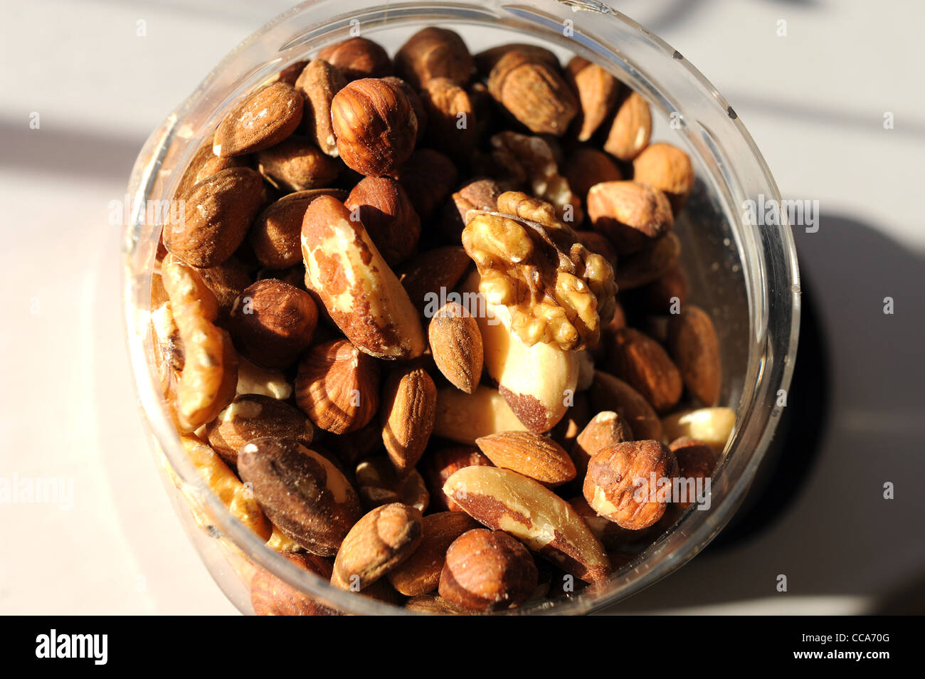 Healthy eating Mixed nuts including walnuts hazelnuts almonds and