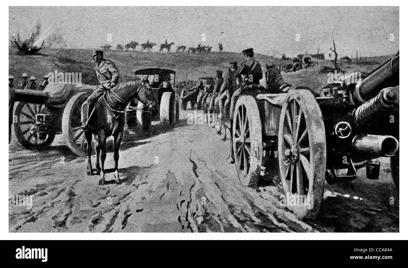 1917 Monster Howitzer long muzzled gun field battery advancing German
