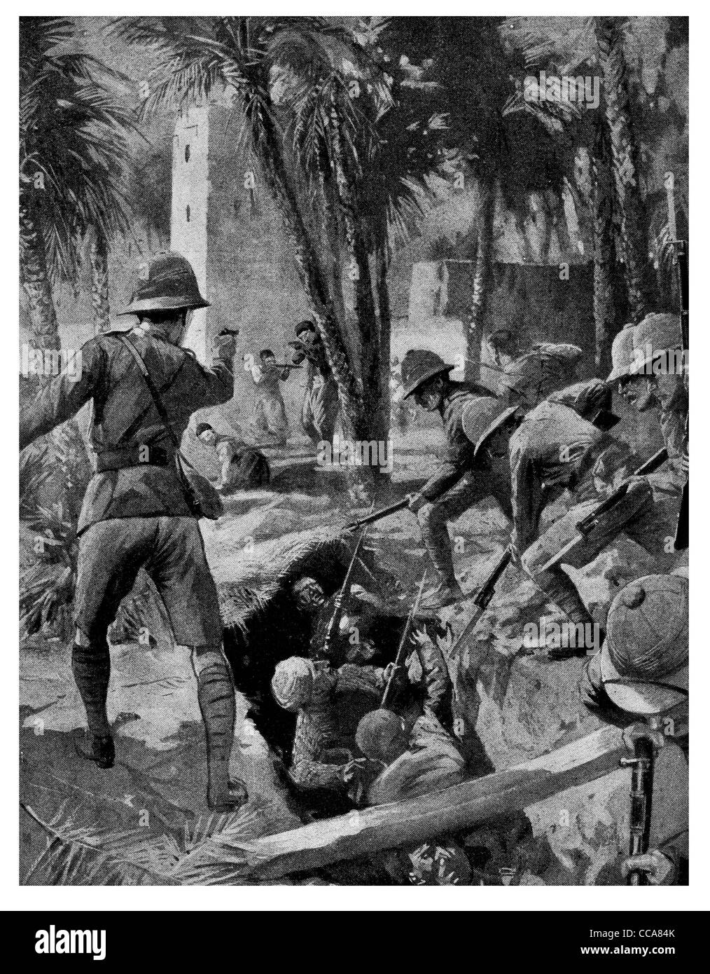 1915 West Kents capture Nasiriyah July 24th Bayonet attack Turks trench rifle bayonet officer pistol Iraq hand to hand combat Stock Photo