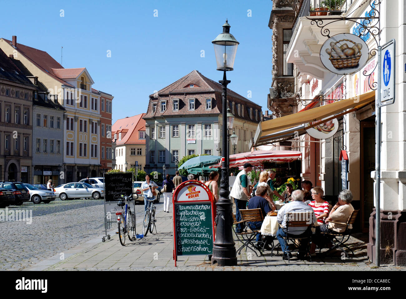 Market place of the east Saxon city of Zittau in the Upper Lusatia. Stock Photo
