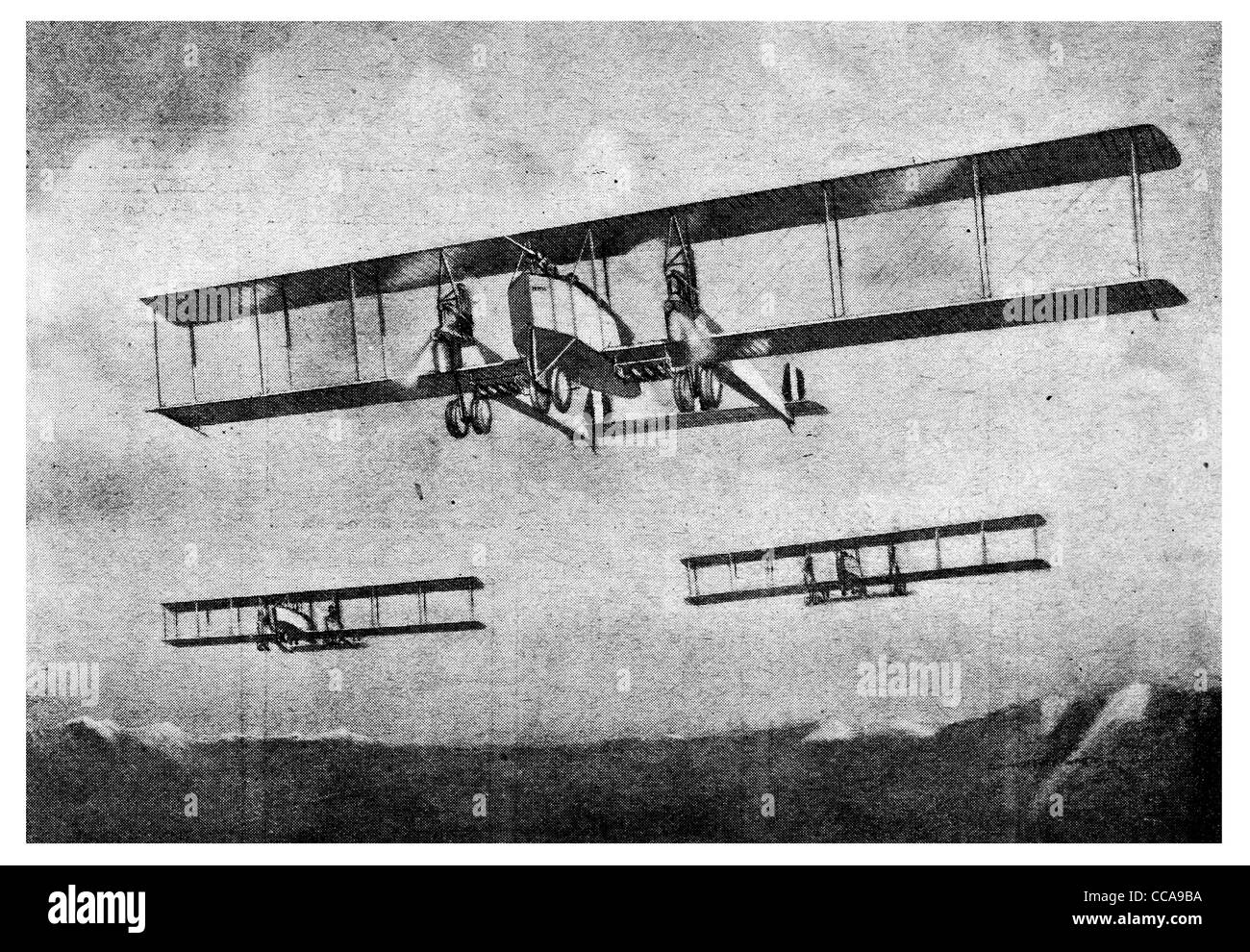 1917 Caproni Ca.2 bomb carrying biplanes Italian heavy bomber Air service missile torpedo plane airplane pilot Stock Photo