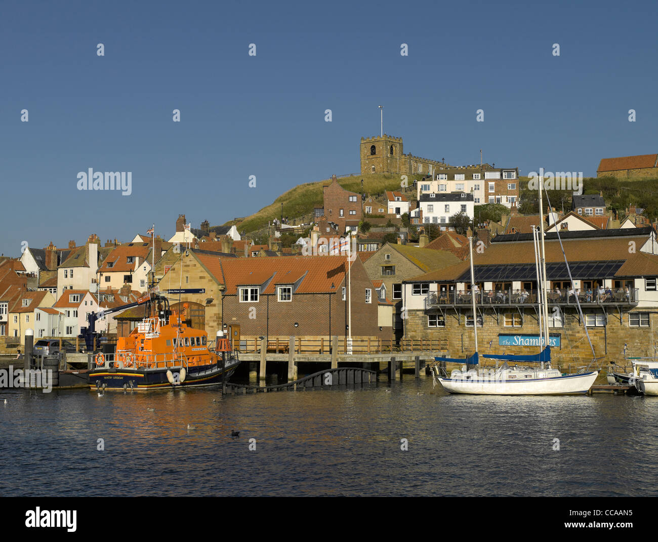 RNLI life boat George and Mary Webb moored in the harbour Whitby North ...