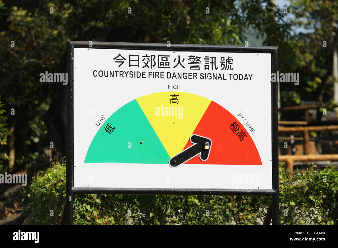 Countryside fire danger signal Stock Photo