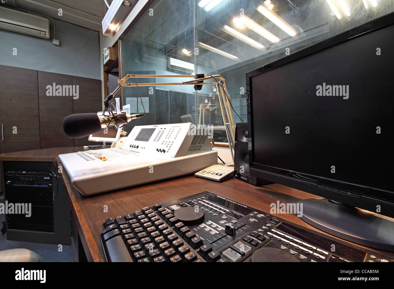 control panel in a radio studio Stock Photo Alamy