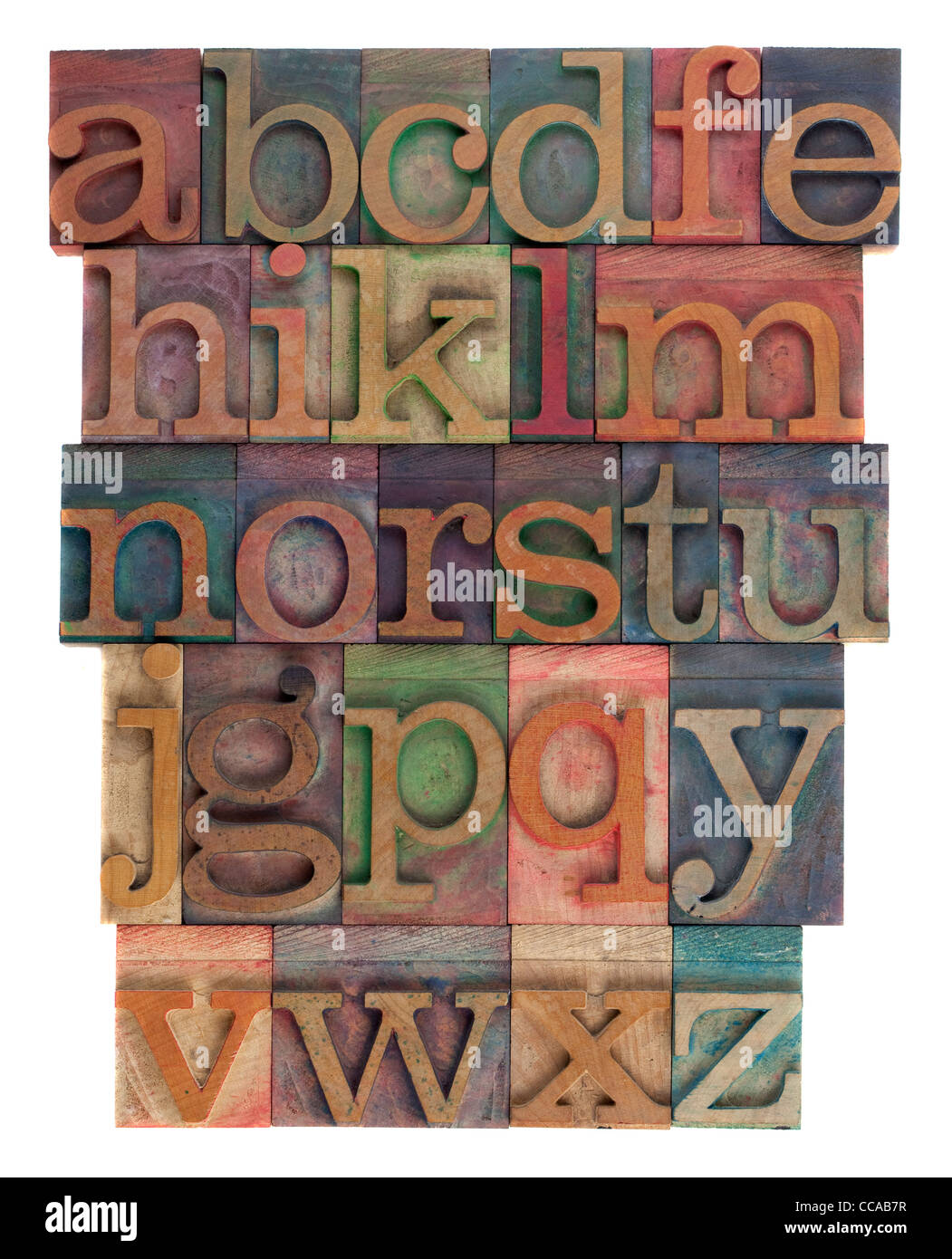 English alphabet (lower case) in vintage wooden letterpress type