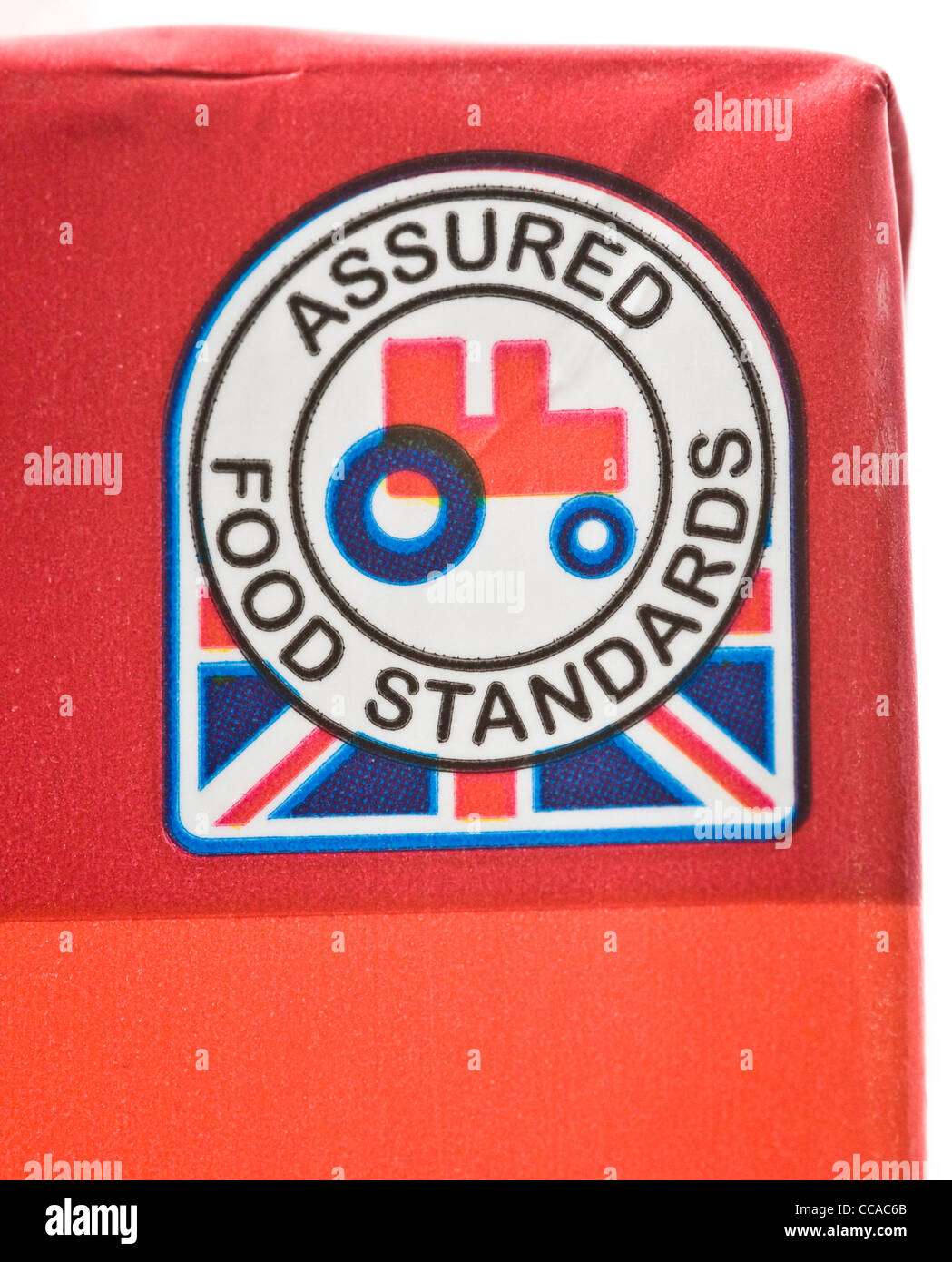 Red Tractor Assurance logo on a carton of milk Stock Photo - Alamy