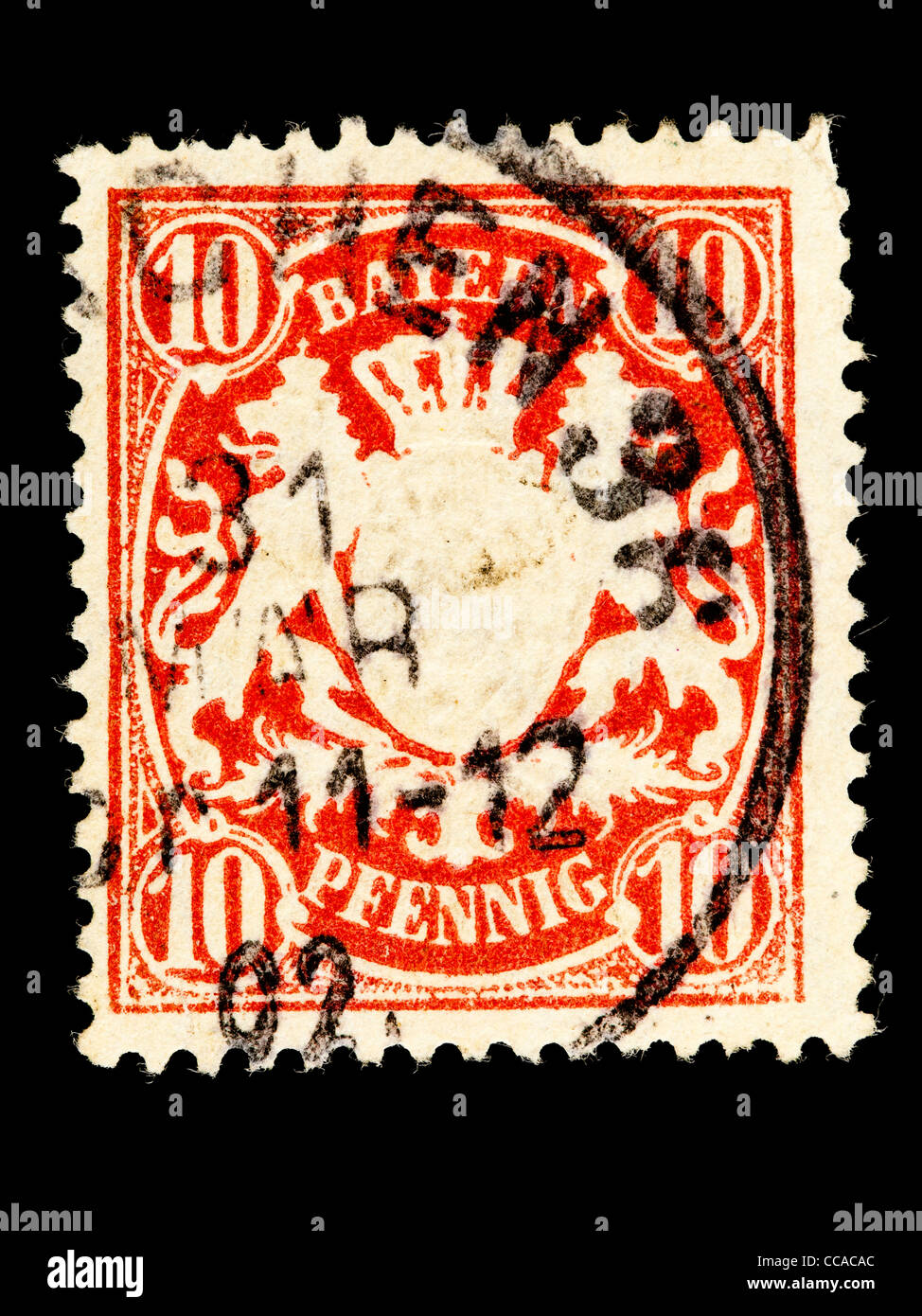 Postage stamp: Bayern (Bavaria), Coat of Arms, 1876, 10 Pfennig Stock