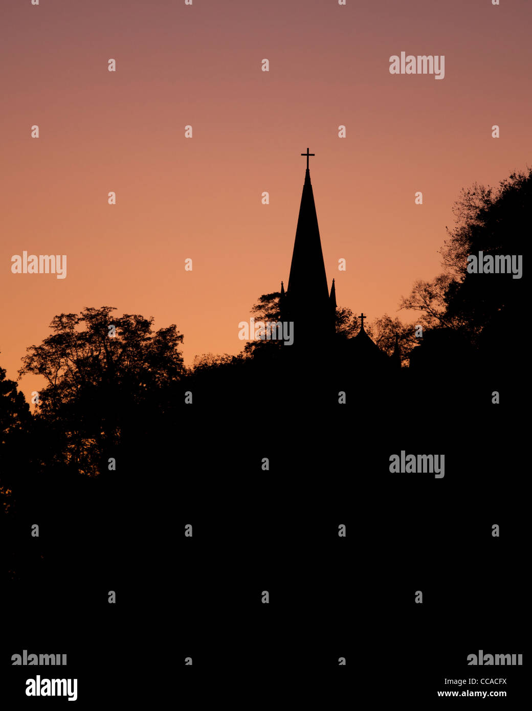 Church steeple silhouette Stock Photo