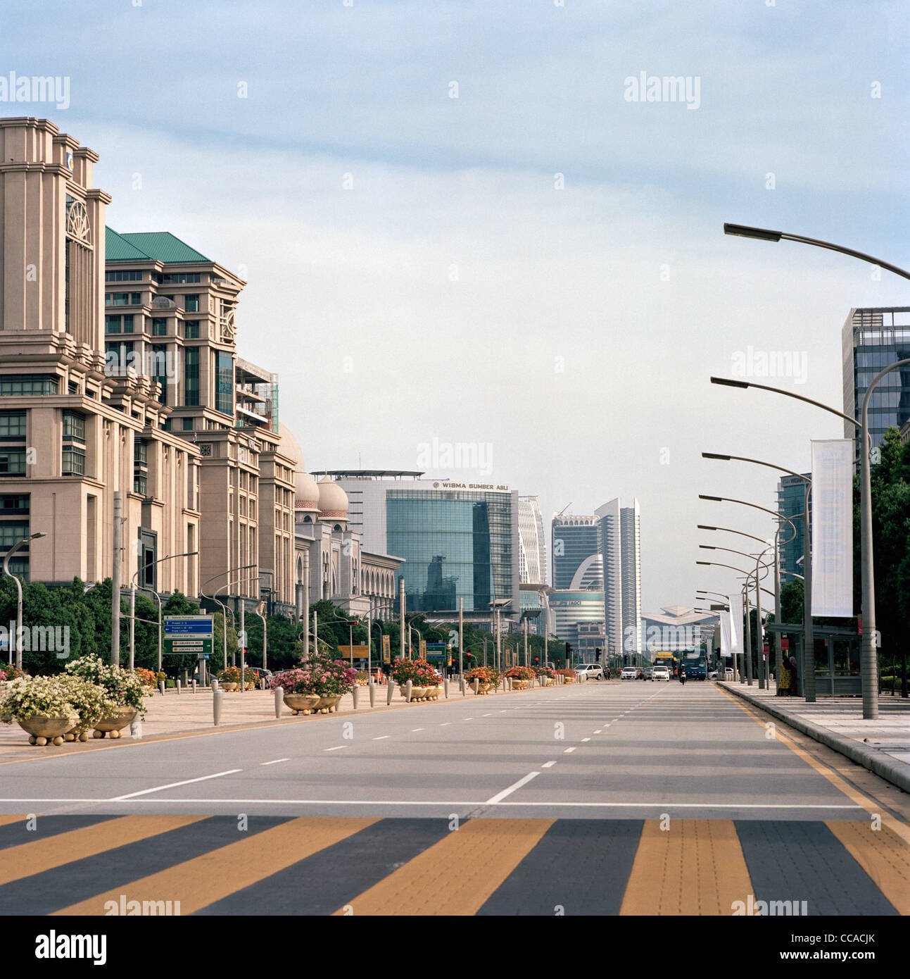 Modern city of Putrajaya near Kuala Lumpur in Malaysia in Far East Southeast Asia. Modernity Street Road Travel Stock Photo