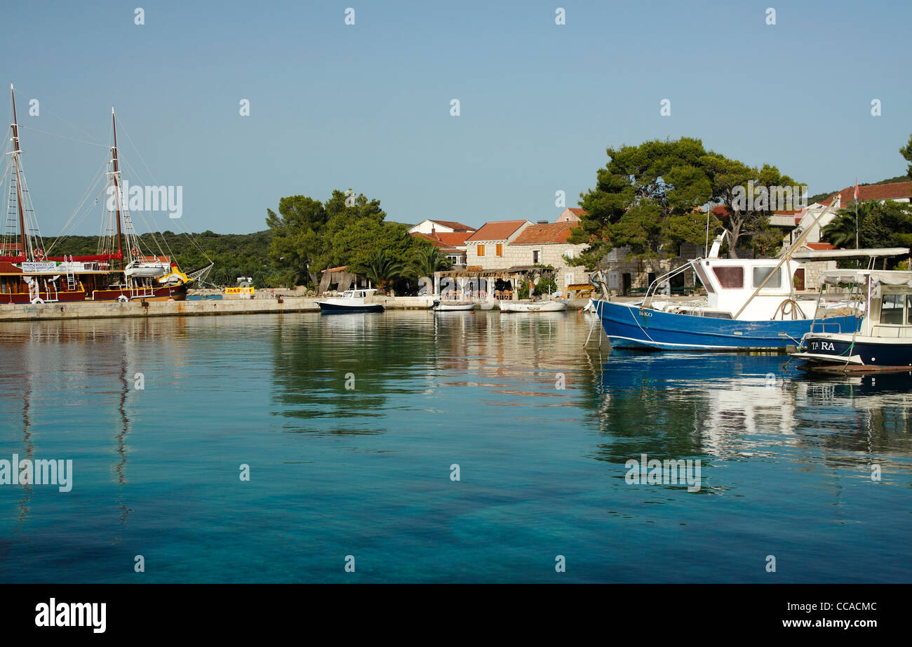Port in Loviste, Peljesac peninsula, Croatia Stock Photo