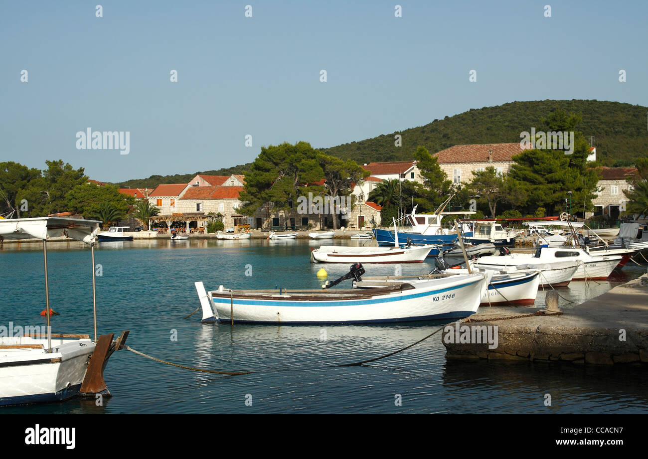 Port in Loviste, Peljesac peninsula, Croatia Stock Photo