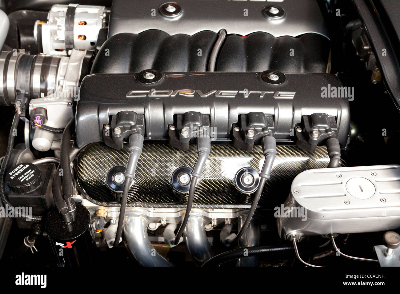 Rebuilt Corvette engine Stock Photo