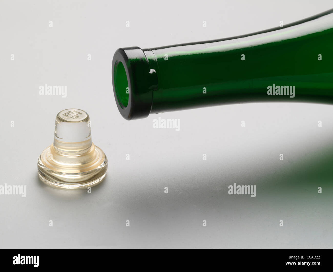 Glass wine bottle stopper, which replaces the traditional cork Stock Photo