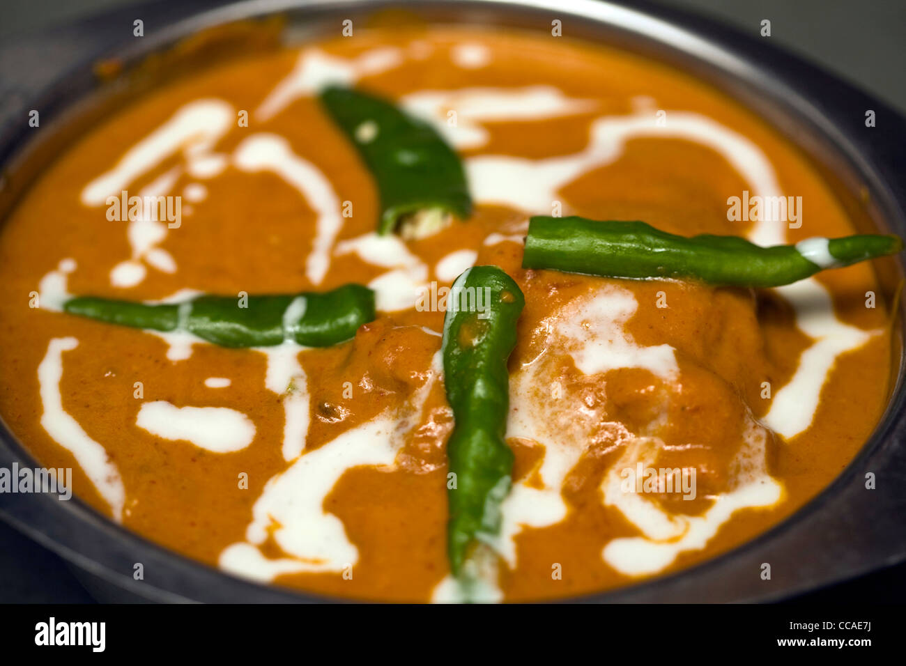 A dish of butter chicken at Moti Mahal Restaurant in Old Delhi, India
