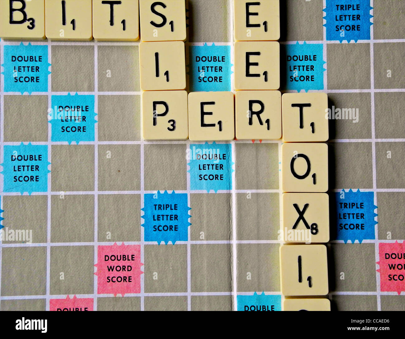 A Scrabble game board EDITORIAL USE ONLY Stock Photo
