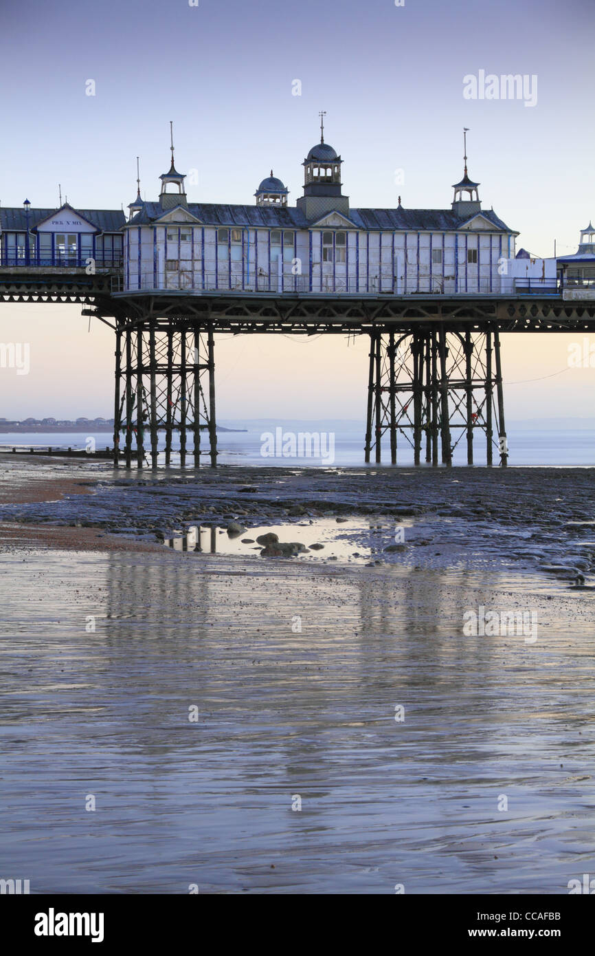 Eastbourne Pier dawn dusk sun rise set sunrise sunset sea seaside beach east Sussex England Stock Photo