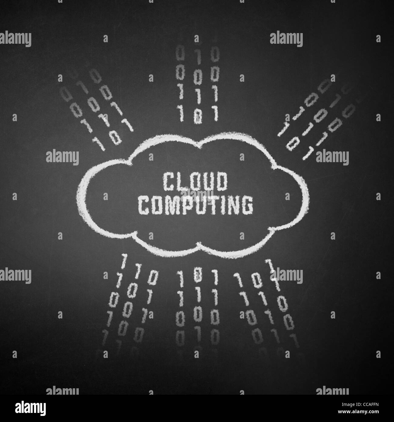 Conceptual picture on cloud computing theme. Drawing on textured background. Stock Photo