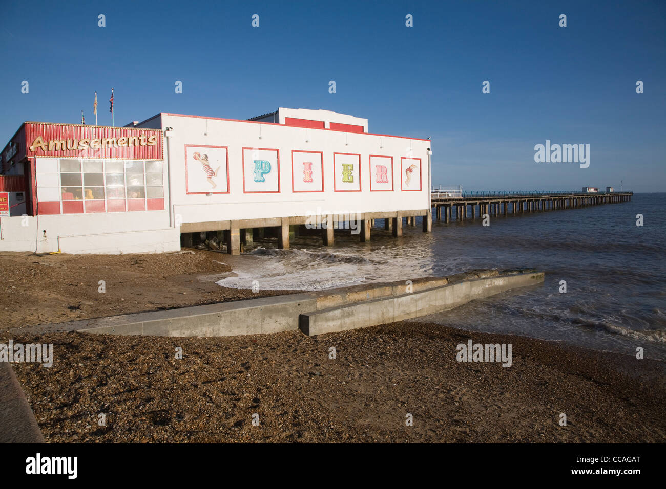 Felixstowe beach pier seaside amusements Suffolk Stock Photo