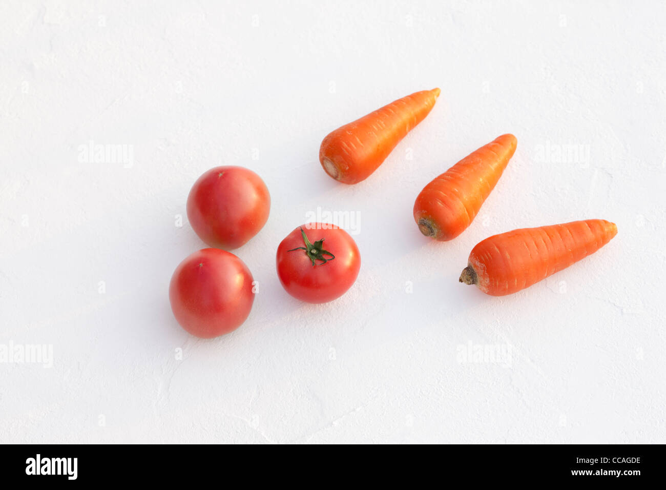 Carrots and Momotaro Tomato Stock Photo