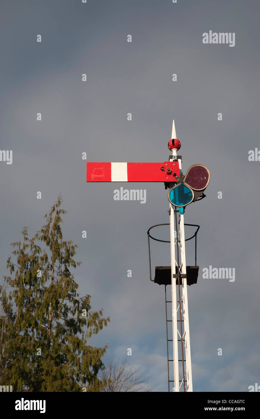 railway signal on heritage railway in Forest of Dean Stock Photo