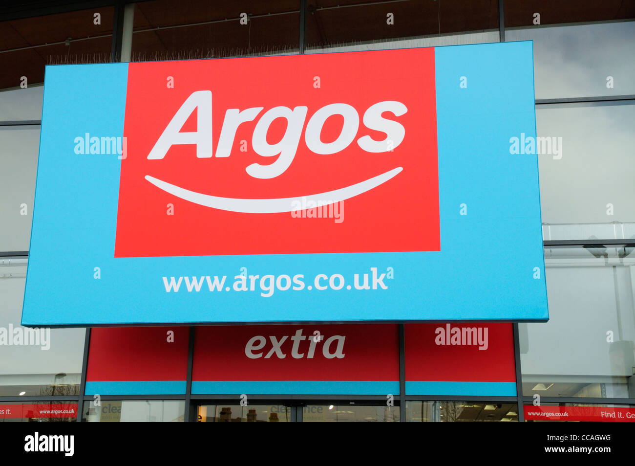 Argos Extra Shop Sign, Cambridge, England, UK Stock Photo