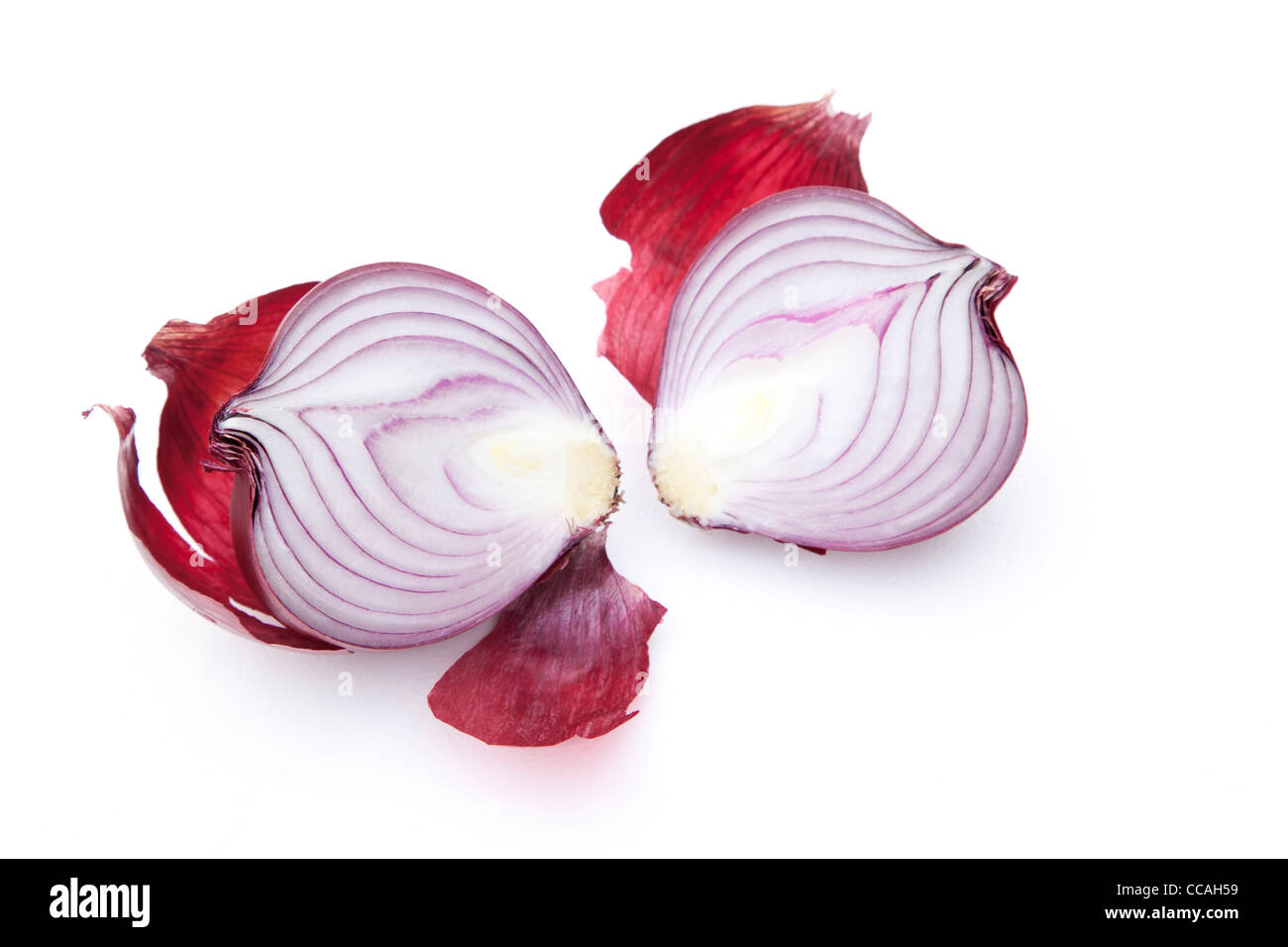 Red Onion Halves Stock Photo