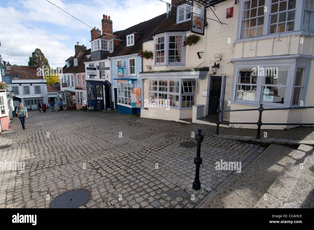 Quay Hill in Lymington on the boundary of the New Forest National Park, Britain. Stock Photo