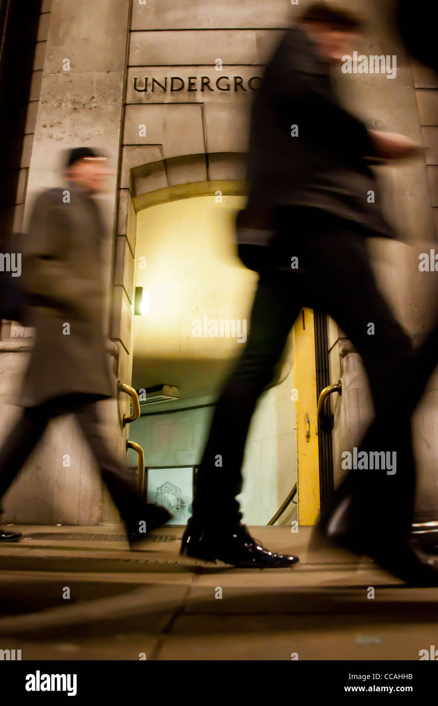 People walking past Bank underground station, London Stock Photo