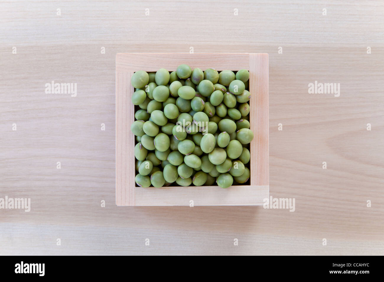 Mung Beans in Wooden Measure Box Stock Photo