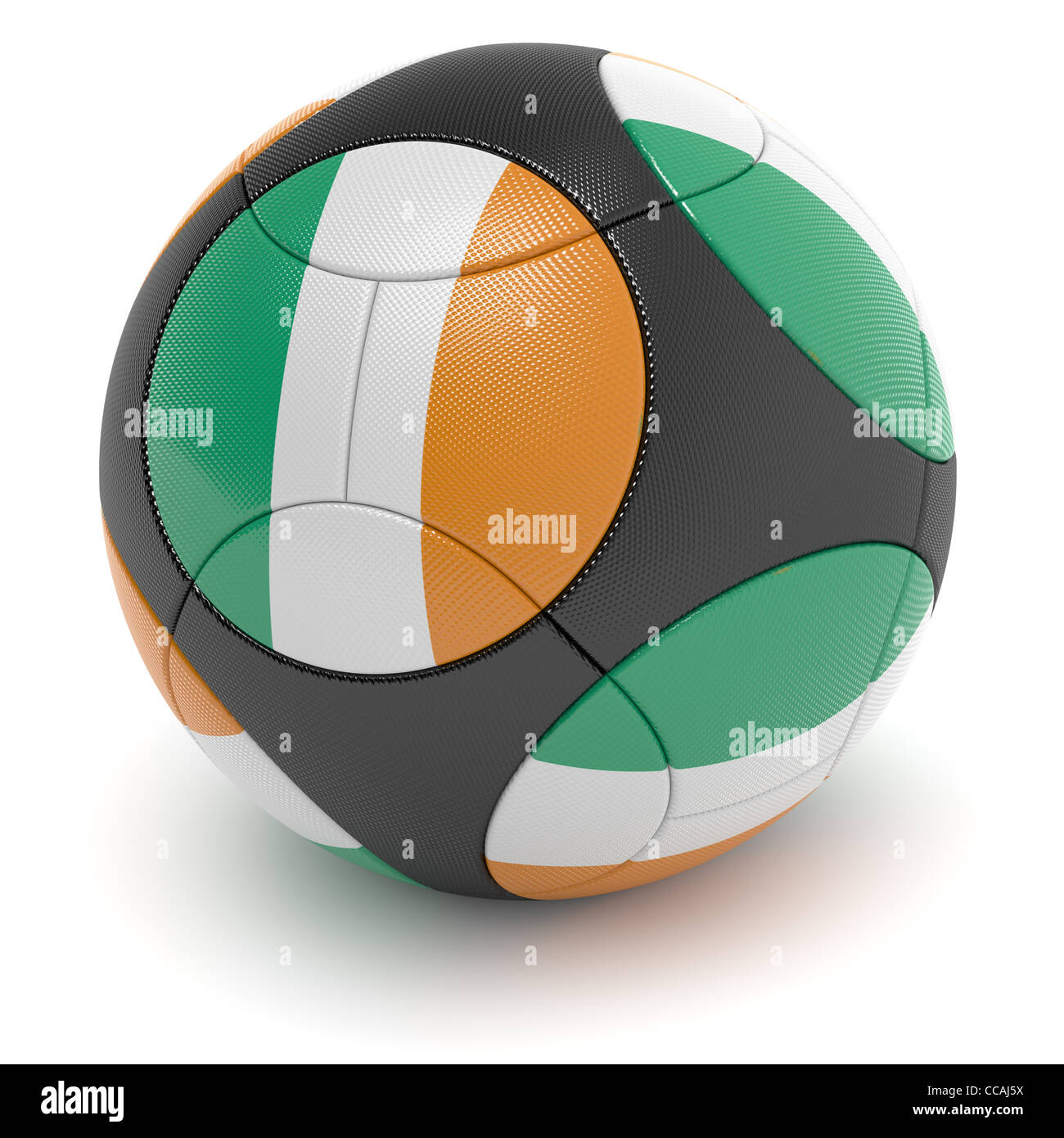 Soccer match ball of the 2012 European Championship with the flag of the Ireland - clipping path included Stock Photo