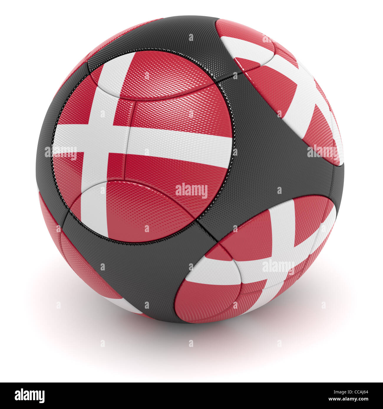 Soccer match ball of the 2012 European Championship with the flag of the Denmark - clipping path included Stock Photo